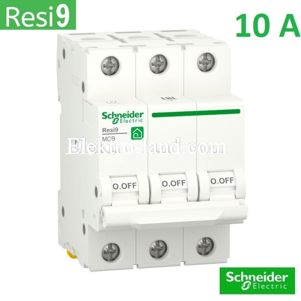 Автоматический выключатель 3Р 10А, C, 6кА, Schneider Electric RESI9 (R9F12310)